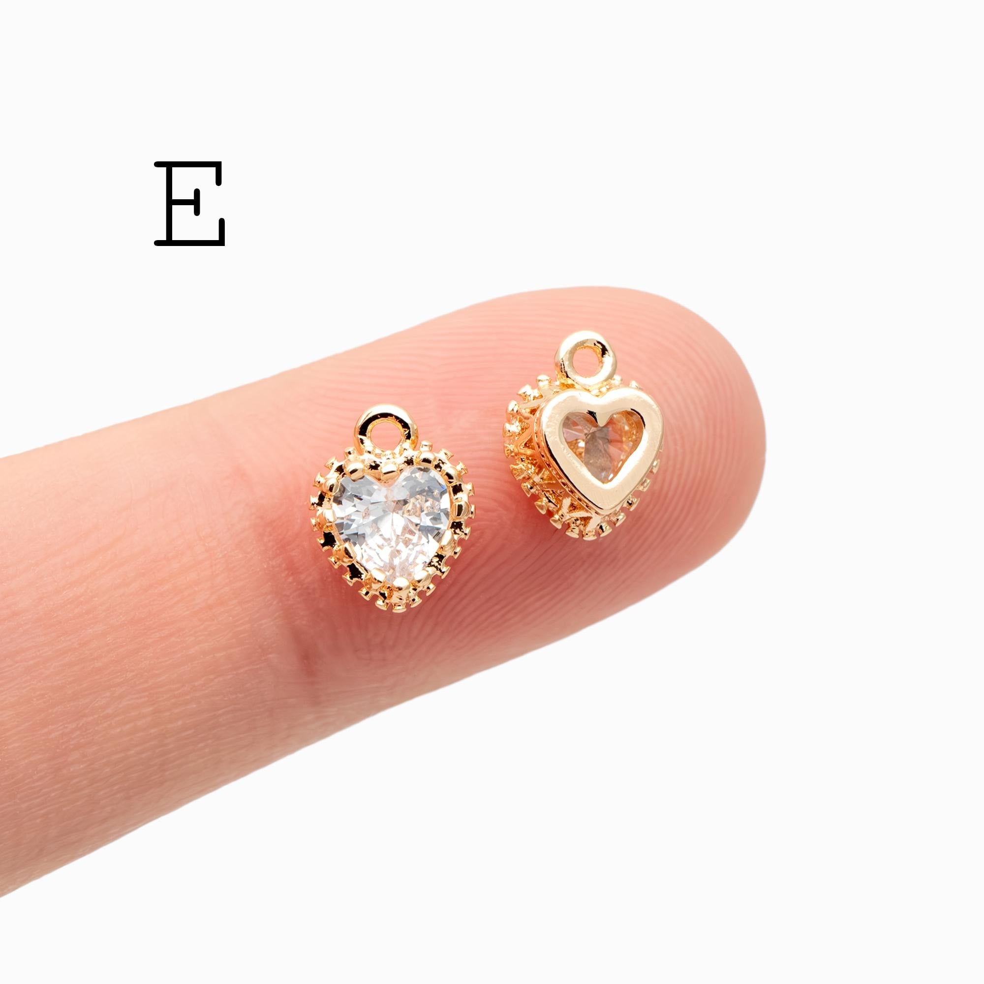 4pcs Gold/ Silver Tone Heart Charms, 18K Gold/ Rhodium plated Brass, Dainty Heart Pendants (GB-2782)